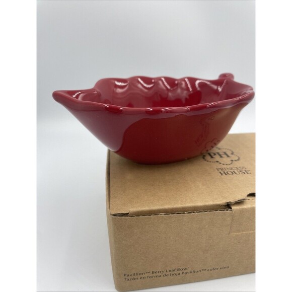 A Princess House Exclusive Pavillion Leaf Dish Bowl Ceramic Berry - Picture 3 of 6